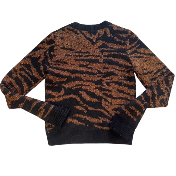 Pam & Gela Black and Brown Metallic Zebra Sweater, Size Small, Crew Neck - Picture 3 of 7